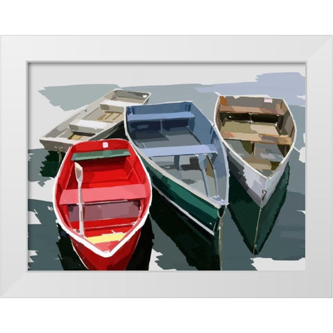 Bold Boats I White Modern Wood Framed Art Print by Kalina, Emily