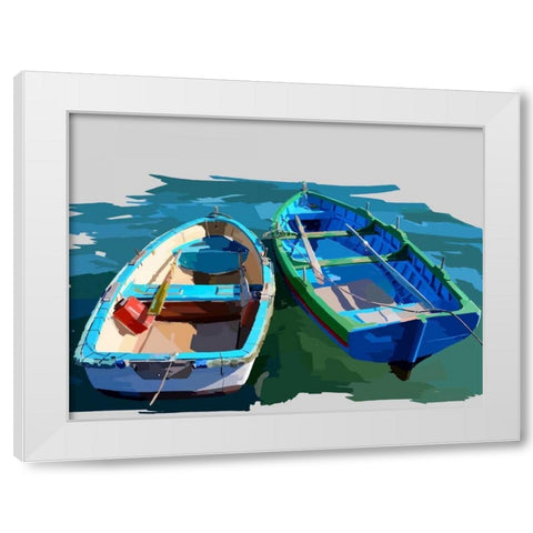 Bold Boats III White Modern Wood Framed Art Print by Kalina, Emily