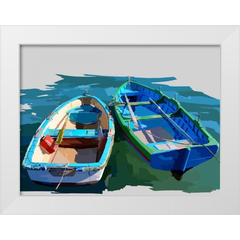 Bold Boats III White Modern Wood Framed Art Print by Kalina, Emily