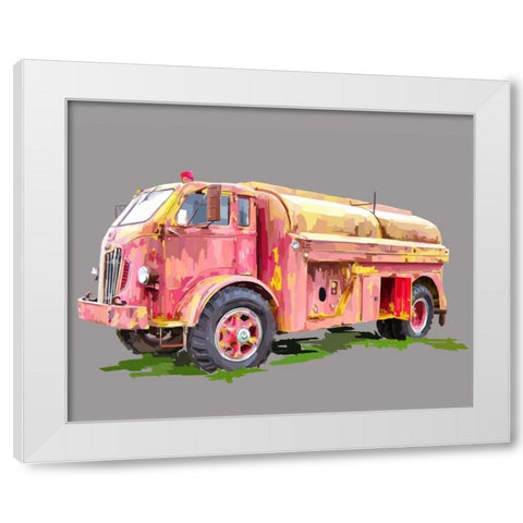 Painterly Firetruck White Modern Wood Framed Art Print by Kalina, Emily