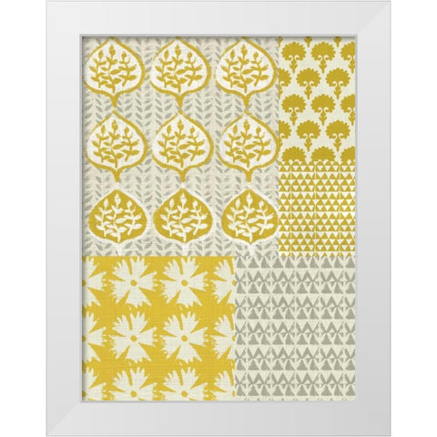 Marigold Patterns I White Modern Wood Framed Art Print by Zarris, Chariklia
