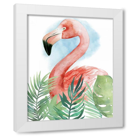 Watercolor Flamingo Composition II White Modern Wood Framed Art Print by Popp, Grace