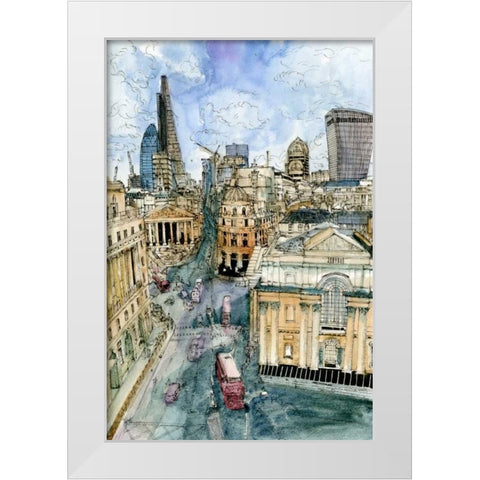 City Scene III White Modern Wood Framed Art Print by Wang, Melissa