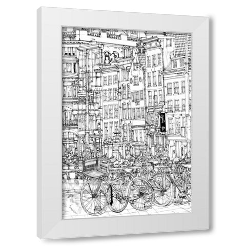 BandW City Scene I White Modern Wood Framed Art Print by Wang, Melissa