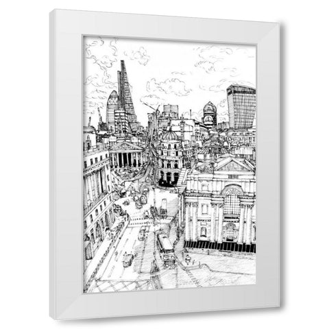 BandW City Scene III White Modern Wood Framed Art Print by Wang, Melissa