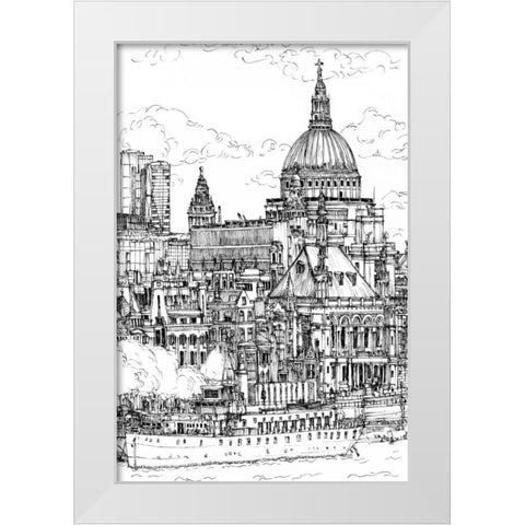 BandW City Scene X White Modern Wood Framed Art Print by Wang, Melissa