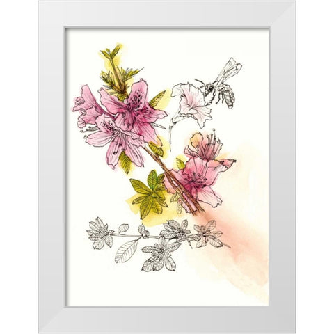 Floral Field Notes I White Modern Wood Framed Art Print by Wang, Melissa