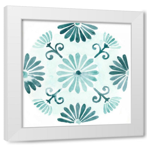 Aqua Medallions I White Modern Wood Framed Art Print by Vess, June Erica
