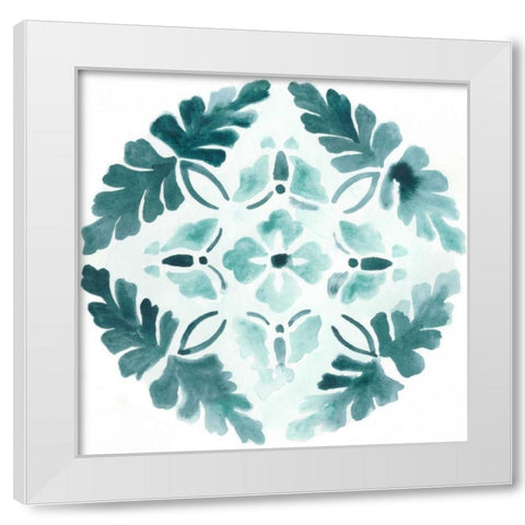 Aqua Medallions III White Modern Wood Framed Art Print by Vess, June Erica