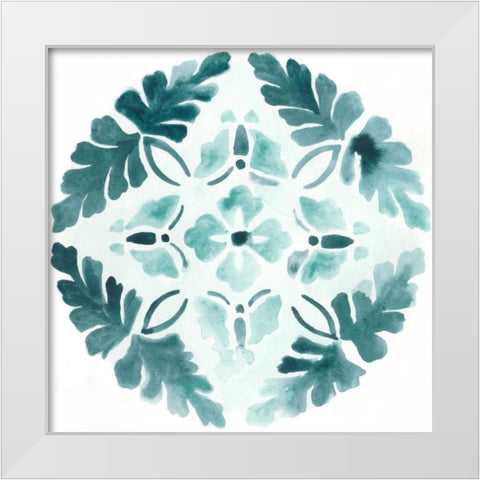 Aqua Medallions III White Modern Wood Framed Art Print by Vess, June Erica