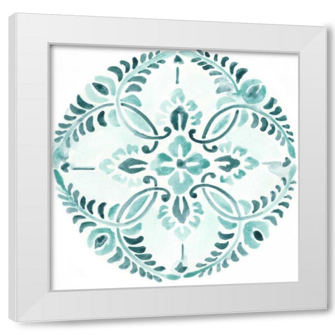 Aqua Medallions IV White Modern Wood Framed Art Print by Vess, June Erica