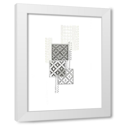 Block Print Composition II White Modern Wood Framed Art Print by Vess, June Erica