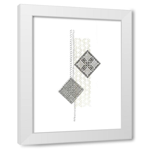Block Print Composition III White Modern Wood Framed Art Print by Vess, June Erica
