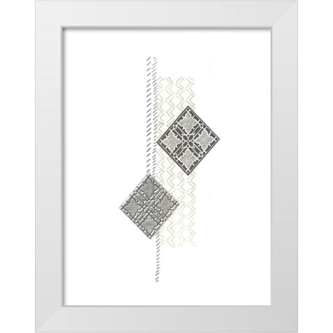 Block Print Composition III White Modern Wood Framed Art Print by Vess, June Erica
