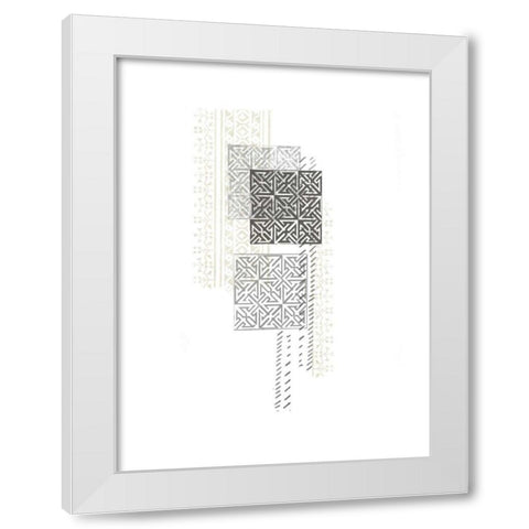 Block Print Composition IV White Modern Wood Framed Art Print by Vess, June Erica