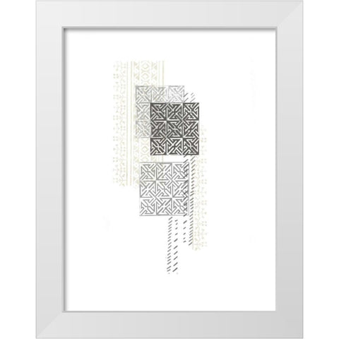 Block Print Composition IV White Modern Wood Framed Art Print by Vess, June Erica