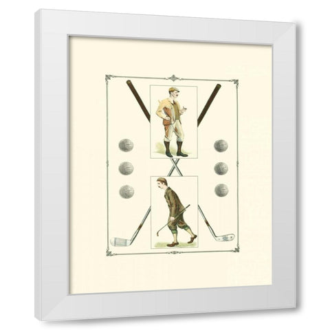 Golfers- H. Hutchinson and John Ball White Modern Wood Framed Art Print by Spy