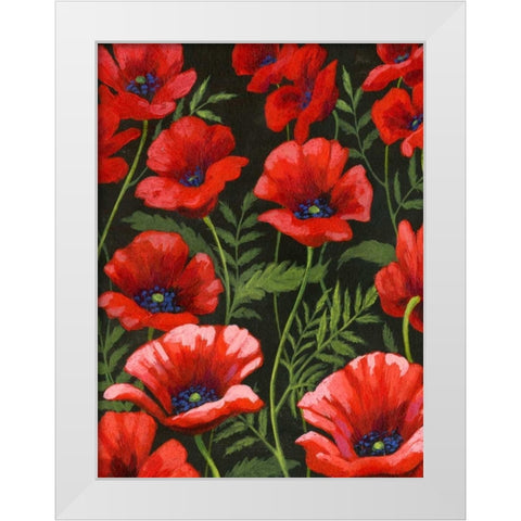 Poppies at Midnight I White Modern Wood Framed Art Print by Popp, Grace