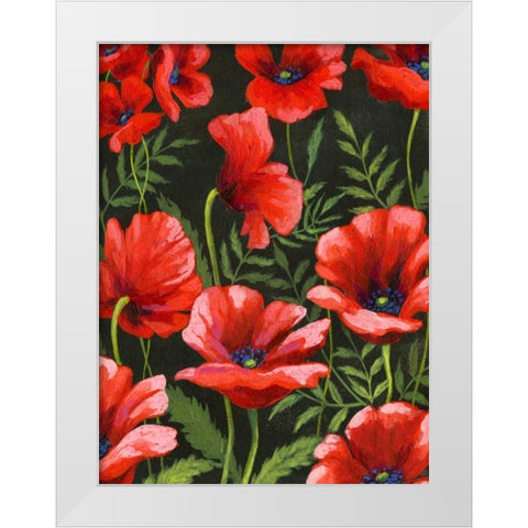 Poppies at Midnight II White Modern Wood Framed Art Print by Popp, Grace