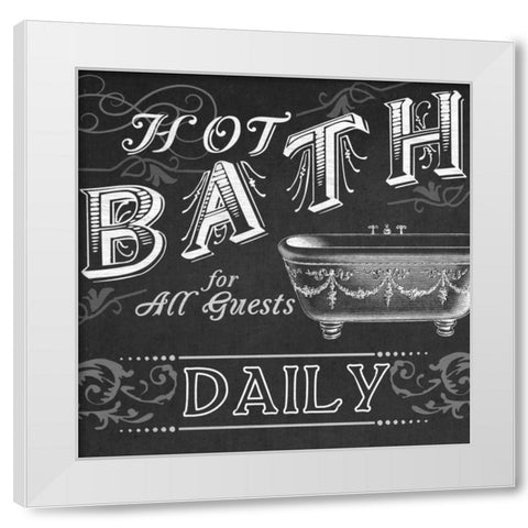 Chalkboard Bath Signs II White Modern Wood Framed Art Print by Vess, June Erica
