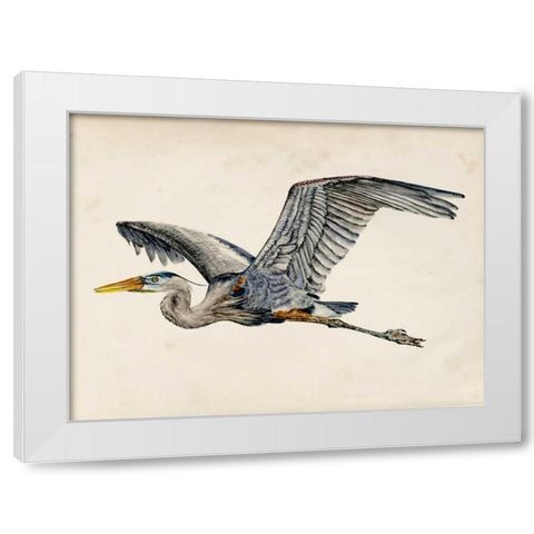 Blue Heron Rendering III White Modern Wood Framed Art Print by Wang, Melissa