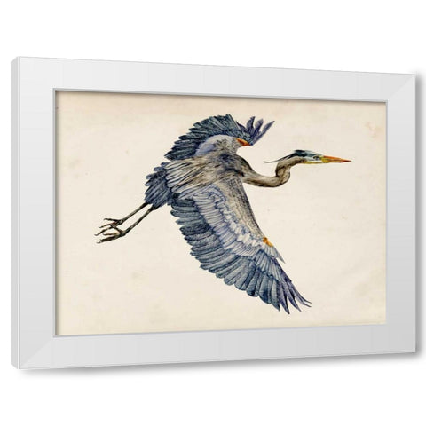 Blue Heron Rendering IV White Modern Wood Framed Art Print by Wang, Melissa