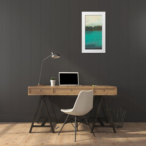 Teal Lake View I White Modern Wood Framed Art Print by Fuchs, Jodi