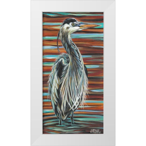 Watchful Heron I White Modern Wood Framed Art Print by Vitaletti, Carolee