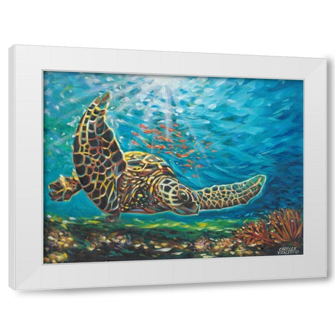 Deep Sea Swimming I White Modern Wood Framed Art Print by Vitaletti, Carolee