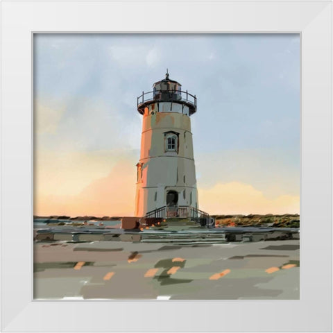 Lighthouse Scene I White Modern Wood Framed Art Print by Kalina, Emily