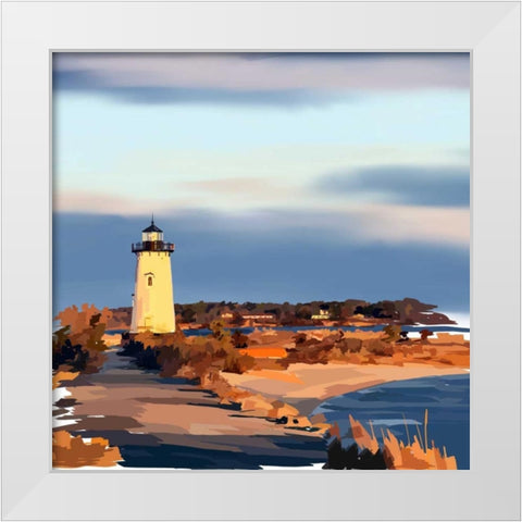 Lighthouse Scene II White Modern Wood Framed Art Print by Kalina, Emily