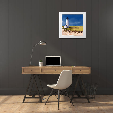 Lighthouse Scene V White Modern Wood Framed Art Print by Kalina, Emily