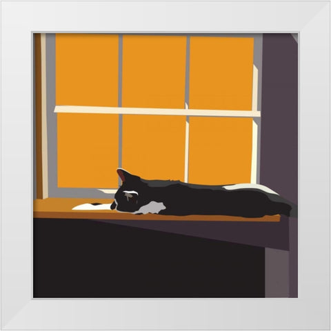 Cat on a Window Sill II White Modern Wood Framed Art Print by Kalina, Emily