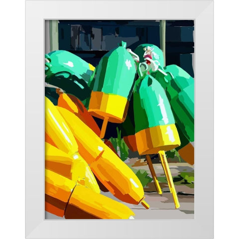 Vibrant Buoys I White Modern Wood Framed Art Print by Kalina, Emily