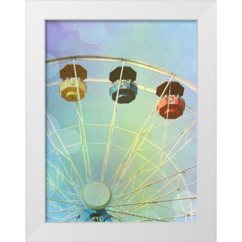 Rainbow Ferris Wheel IV White Modern Wood Framed Art Print by Coomes, Sylvia