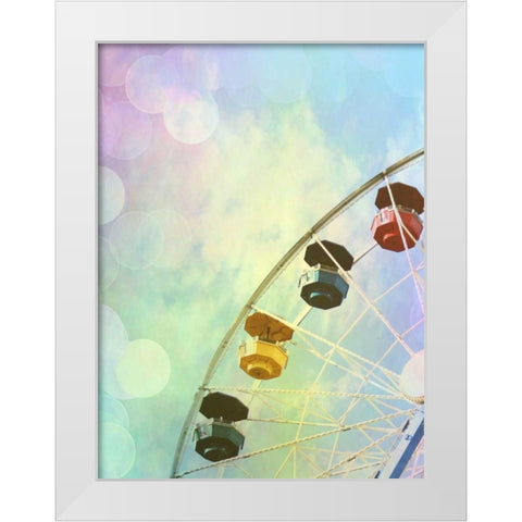Rainbow Ferris Wheel V White Modern Wood Framed Art Print by Coomes, Sylvia
