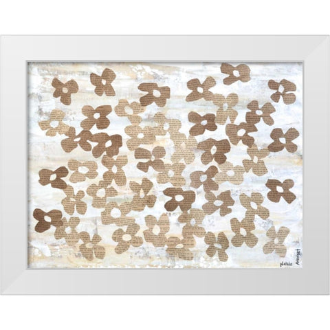 Stenciled Posies I White Modern Wood Framed Art Print by Avondet, Natalie