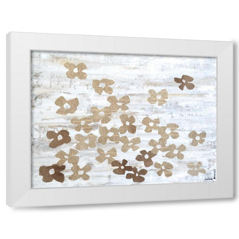 Stenciled Posies II White Modern Wood Framed Art Print by Avondet, Natalie