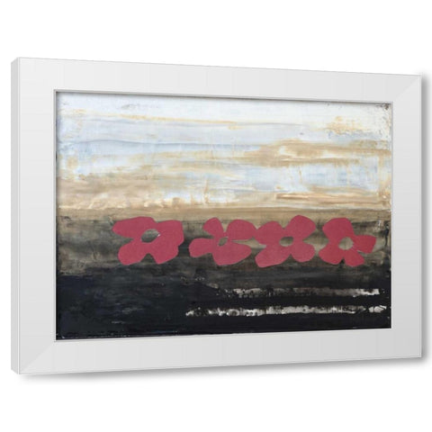 Stenciled Posies IV White Modern Wood Framed Art Print by Avondet, Natalie