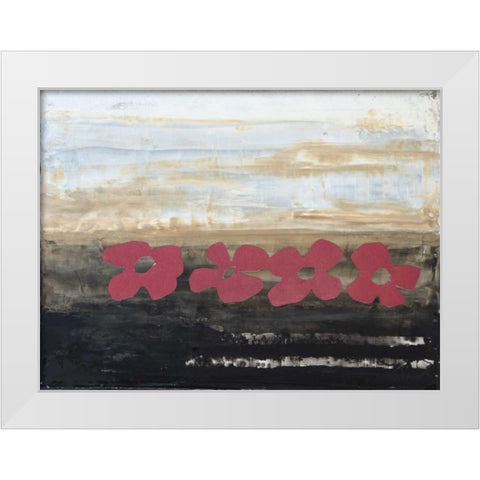 Stenciled Posies IV White Modern Wood Framed Art Print by Avondet, Natalie