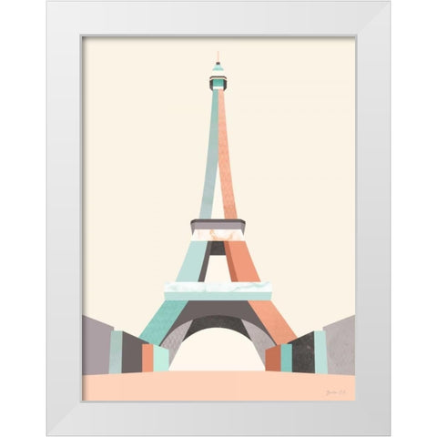 Graphic Pastel Architecture II White Modern Wood Framed Art Print by Green Lili