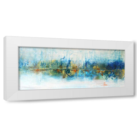 Aqua Azul White Modern Wood Framed Art Print by Herrera, Leticia