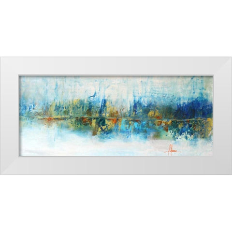 Aqua Azul White Modern Wood Framed Art Print by Herrera, Leticia