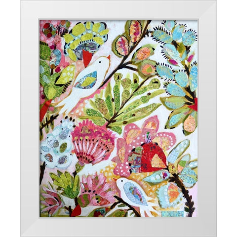 Paper Birds I White Modern Wood Framed Art Print by Fields, Karen