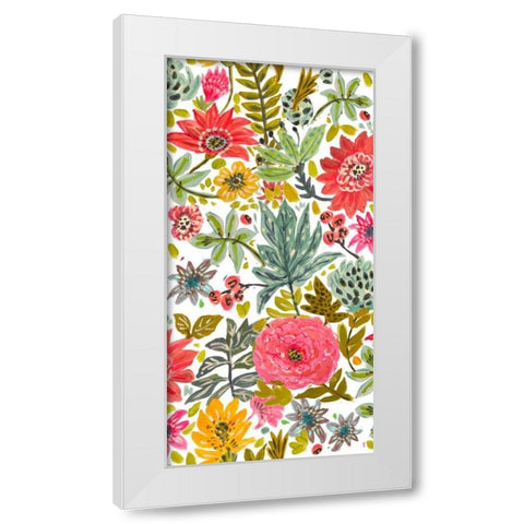 Multi Bloom Floral I White Modern Wood Framed Art Print by Fields, Karen