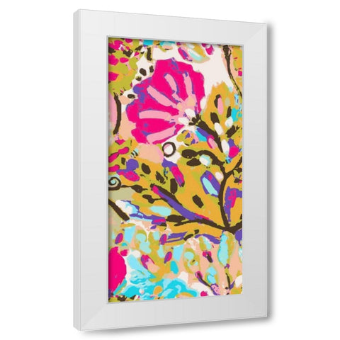 Pink Boho Floral I White Modern Wood Framed Art Print by Fields, Karen