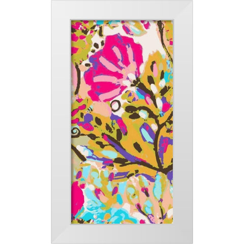 Pink Boho Floral I White Modern Wood Framed Art Print by Fields, Karen