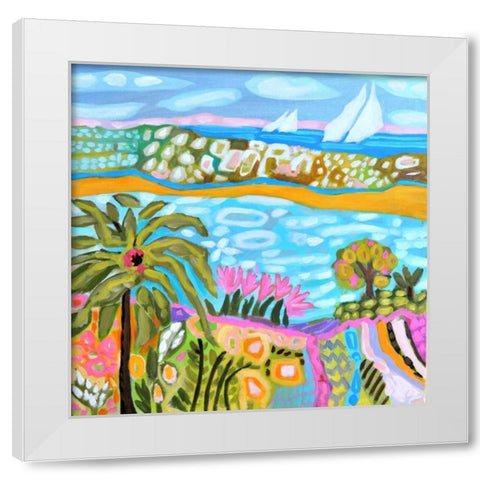 Palm Retreat White Modern Wood Framed Art Print by Fields, Karen