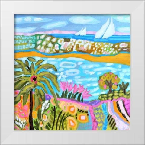 Palm Retreat White Modern Wood Framed Art Print by Fields, Karen
