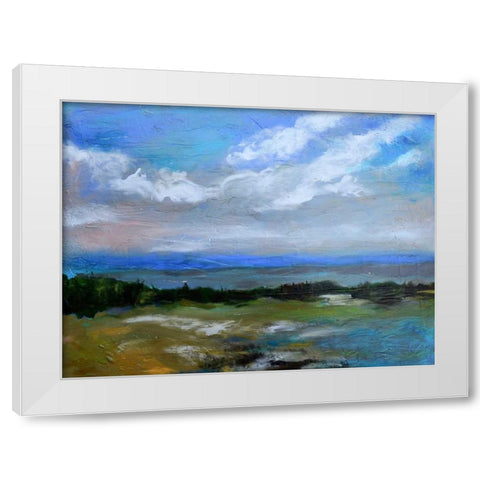 Beach and Sky I White Modern Wood Framed Art Print by Fields, Karen